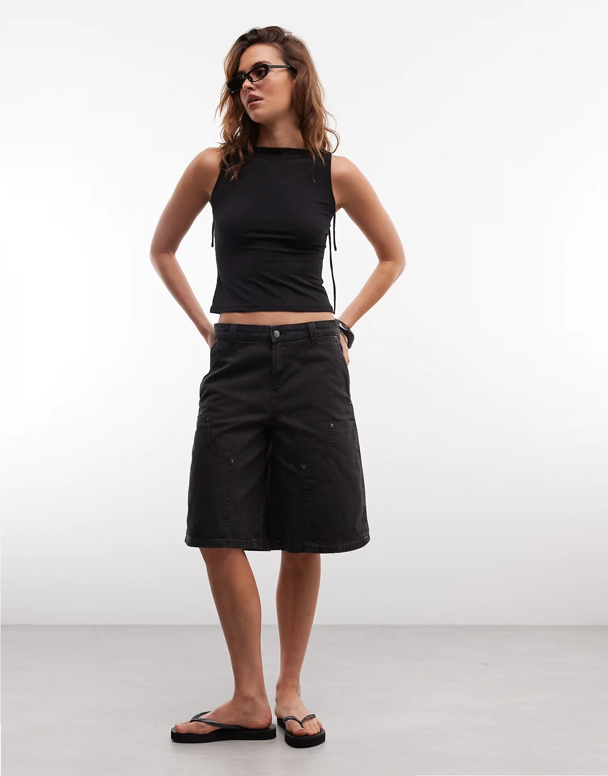 – Carpenter-Shorts in verwaschenem Schwarz