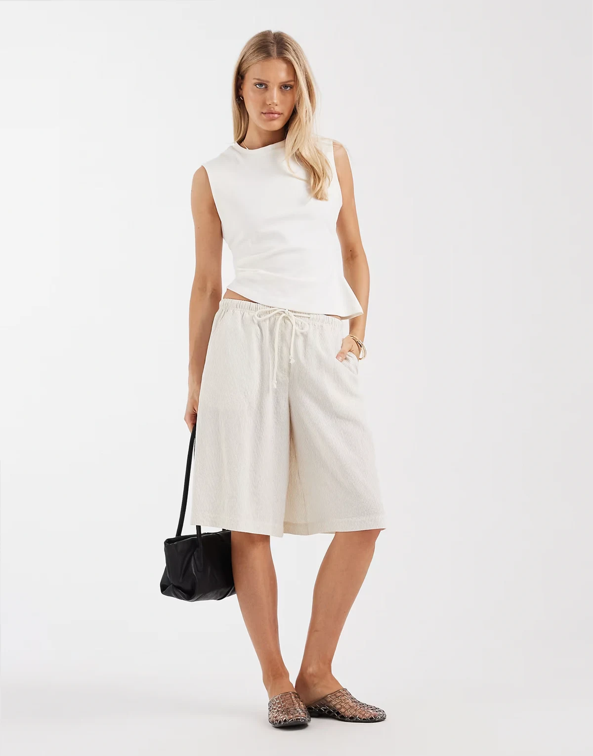 casual shorts in pinstripes