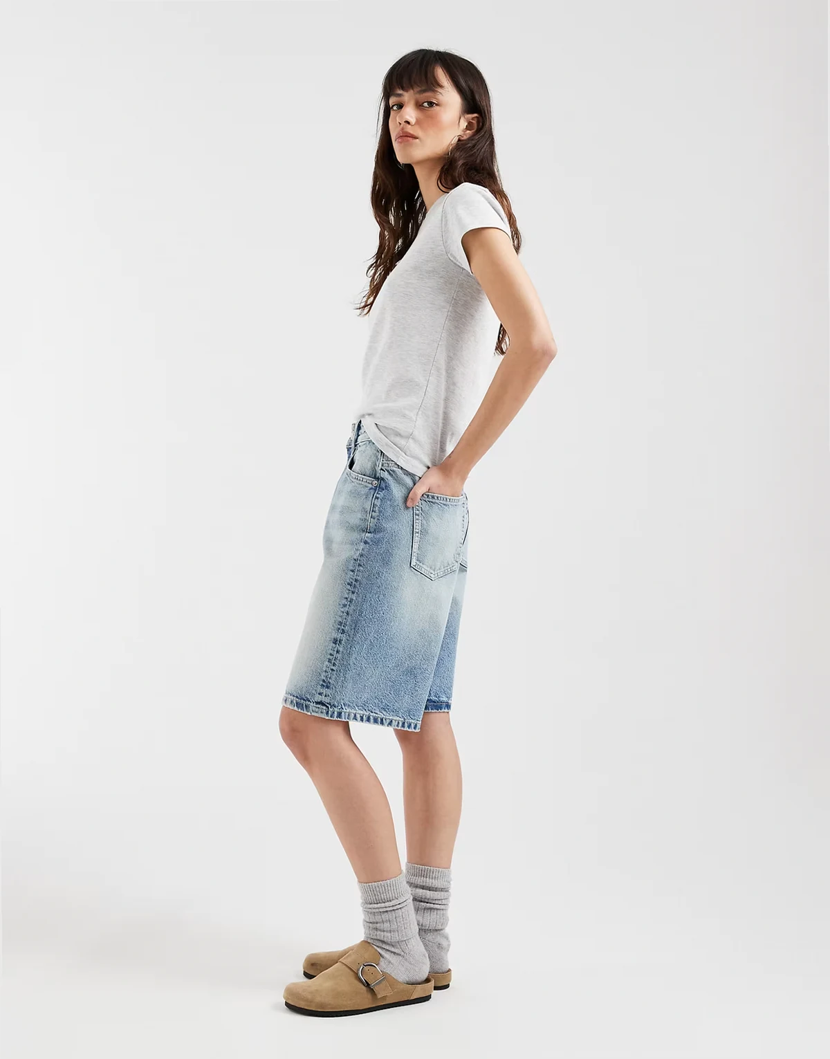 denim bermuda shorts in light vintage