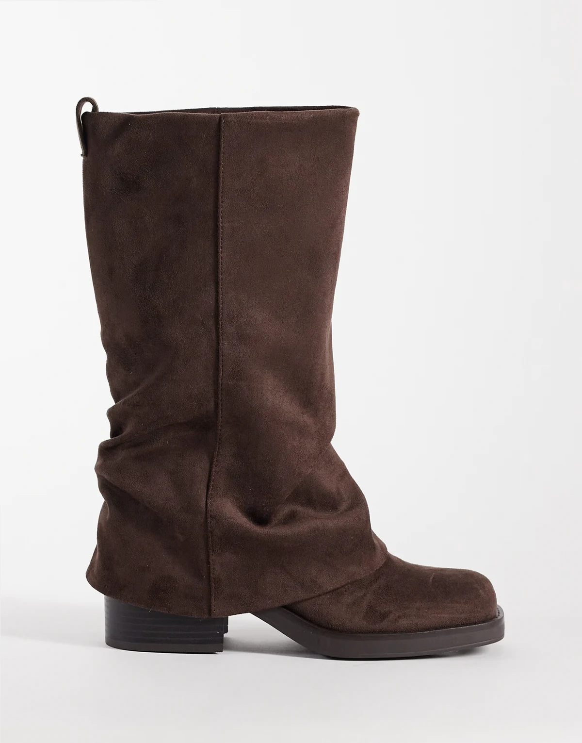 – Carrie – Weite Stiefel in Schokobraun mit umgeschlagenem Schaft