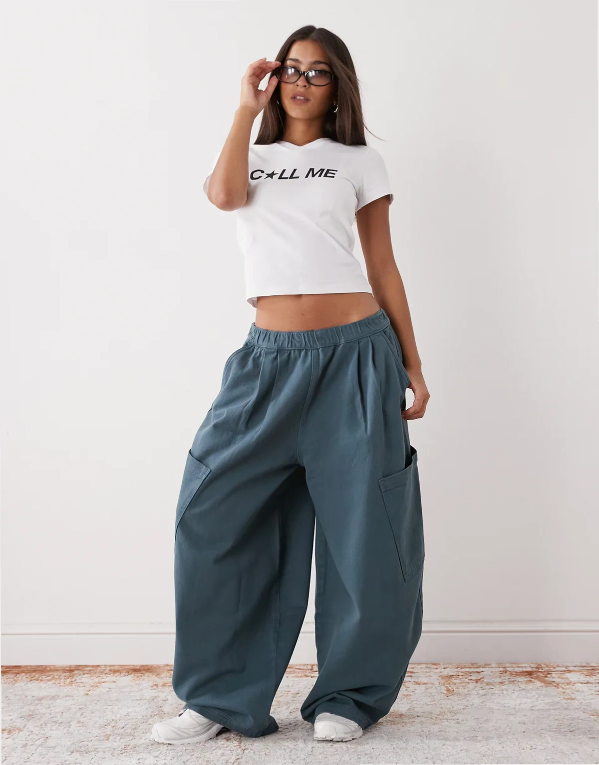 xl balloon cargo pants in slate gray