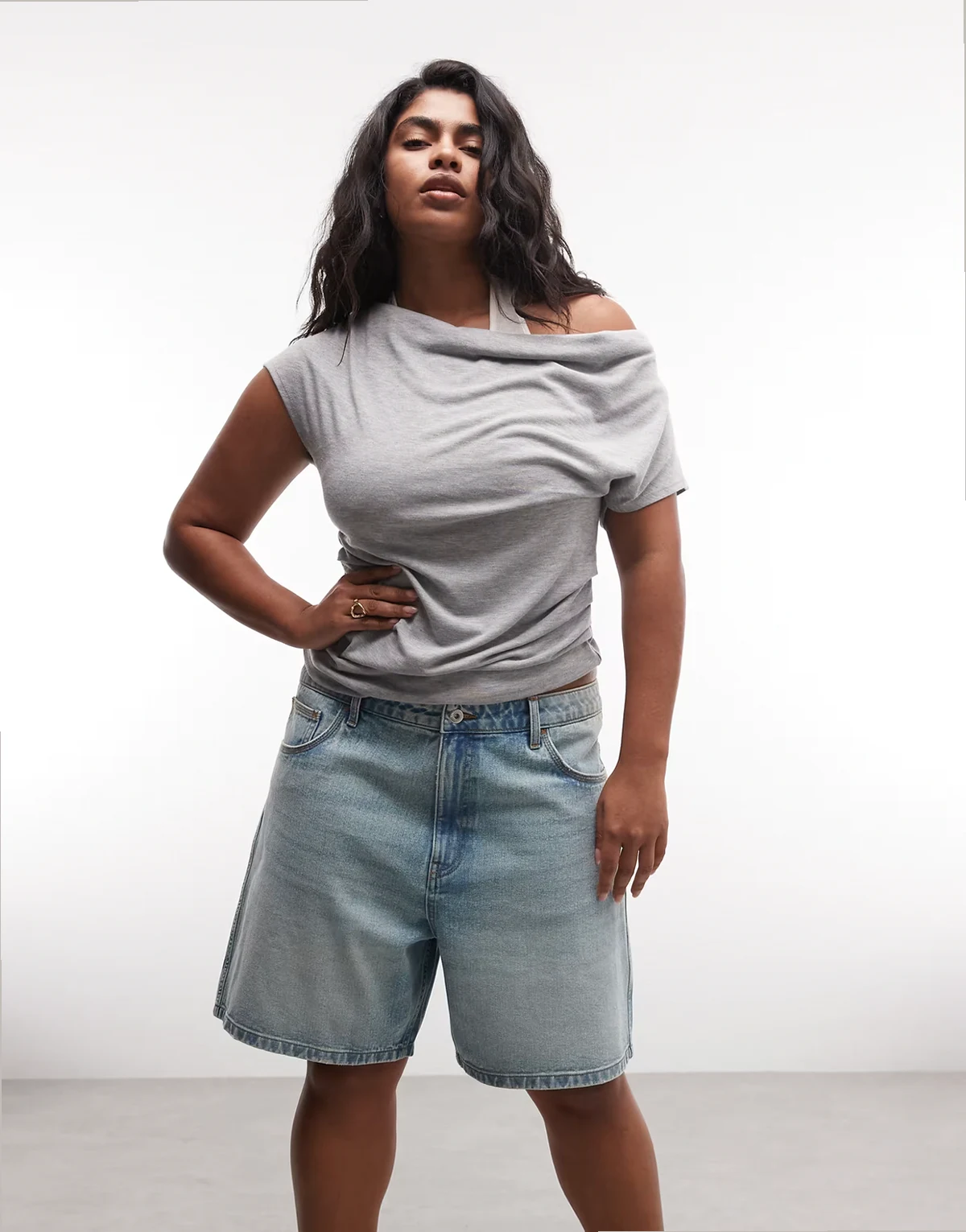 Plus loose jorts in light wash