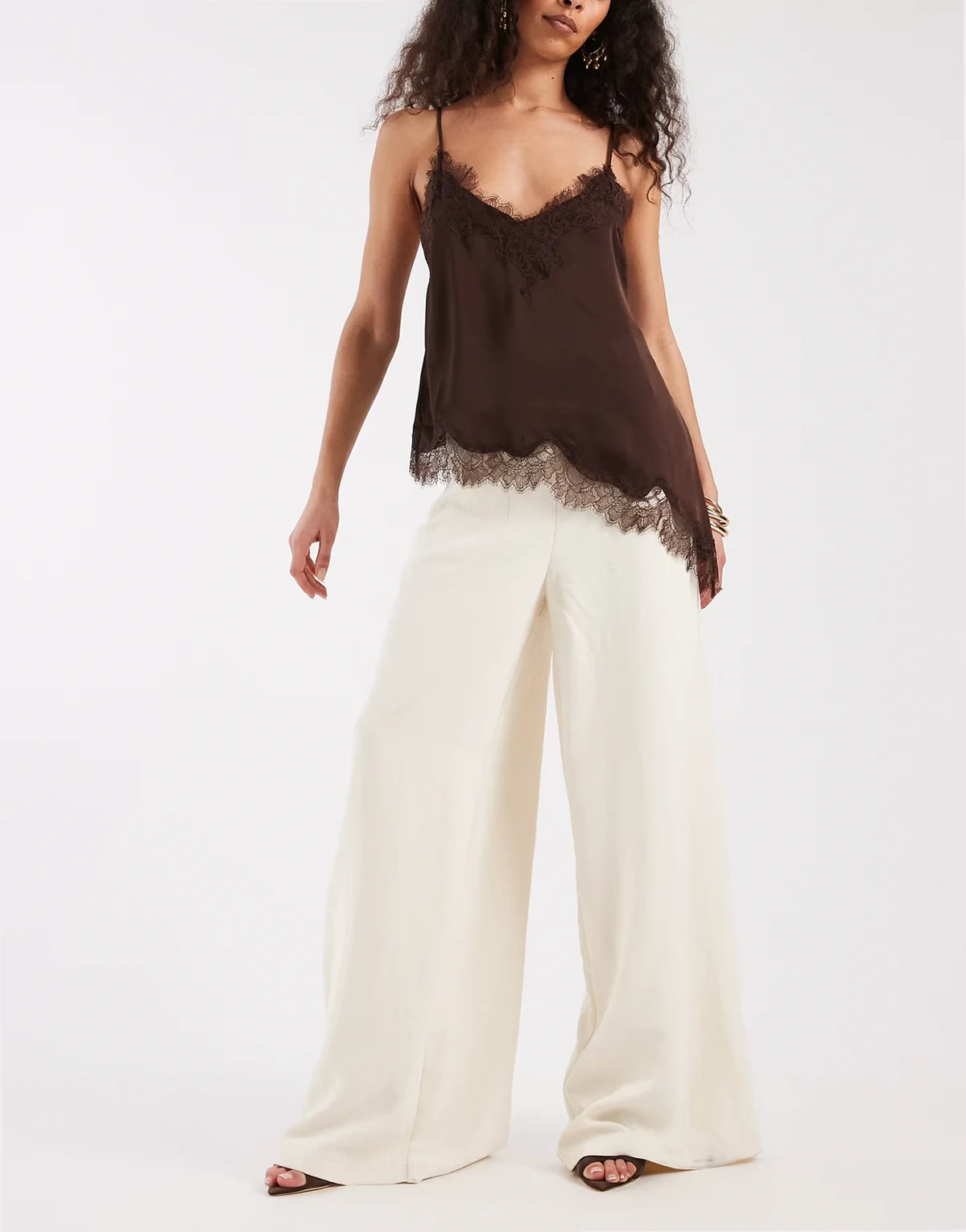 – Elegante Hose in Cremeweiß mit hohem Bund und Korsettdetail, Kombiteil