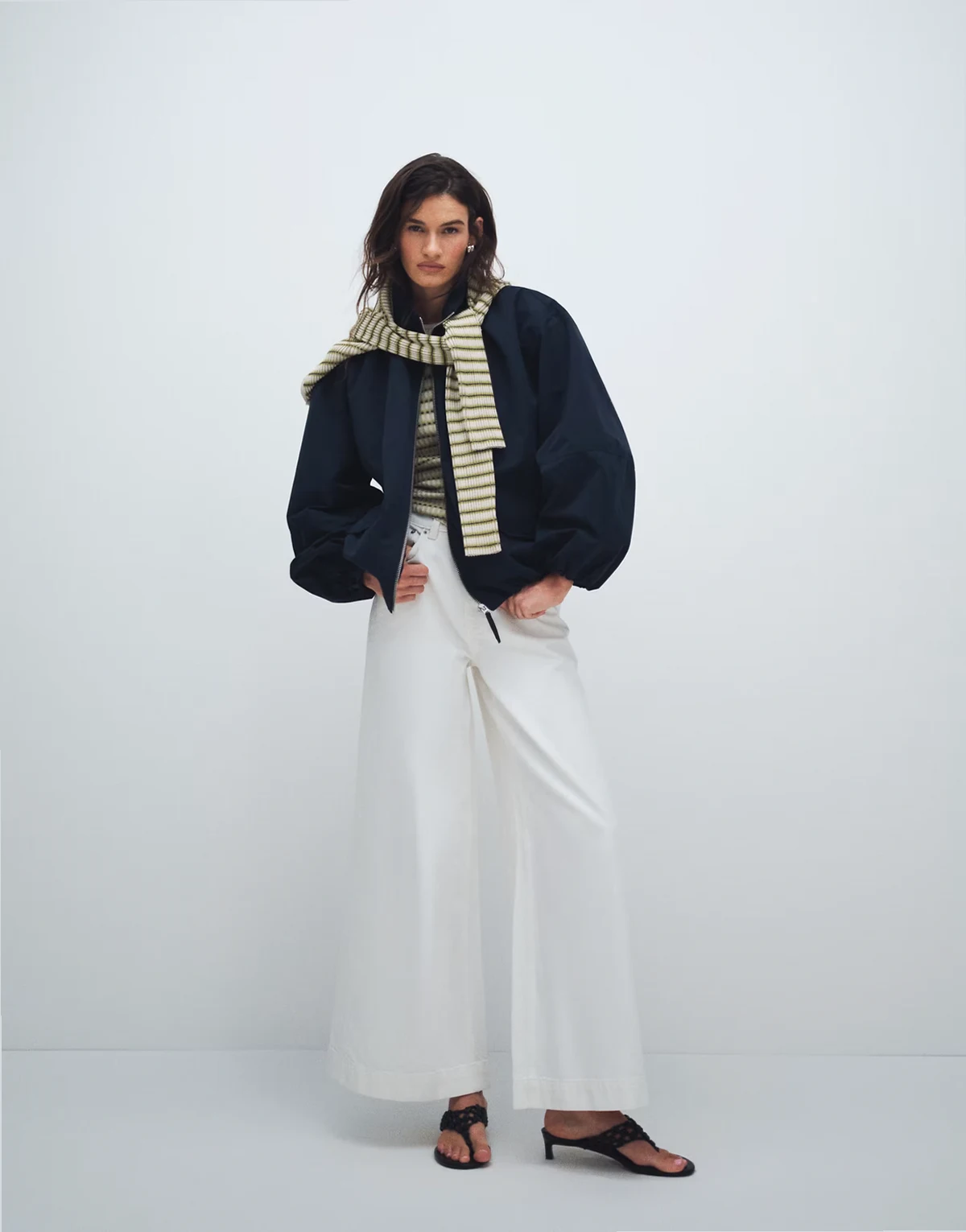 – Palazzo-Jeans in Weiß mit weitem Bein