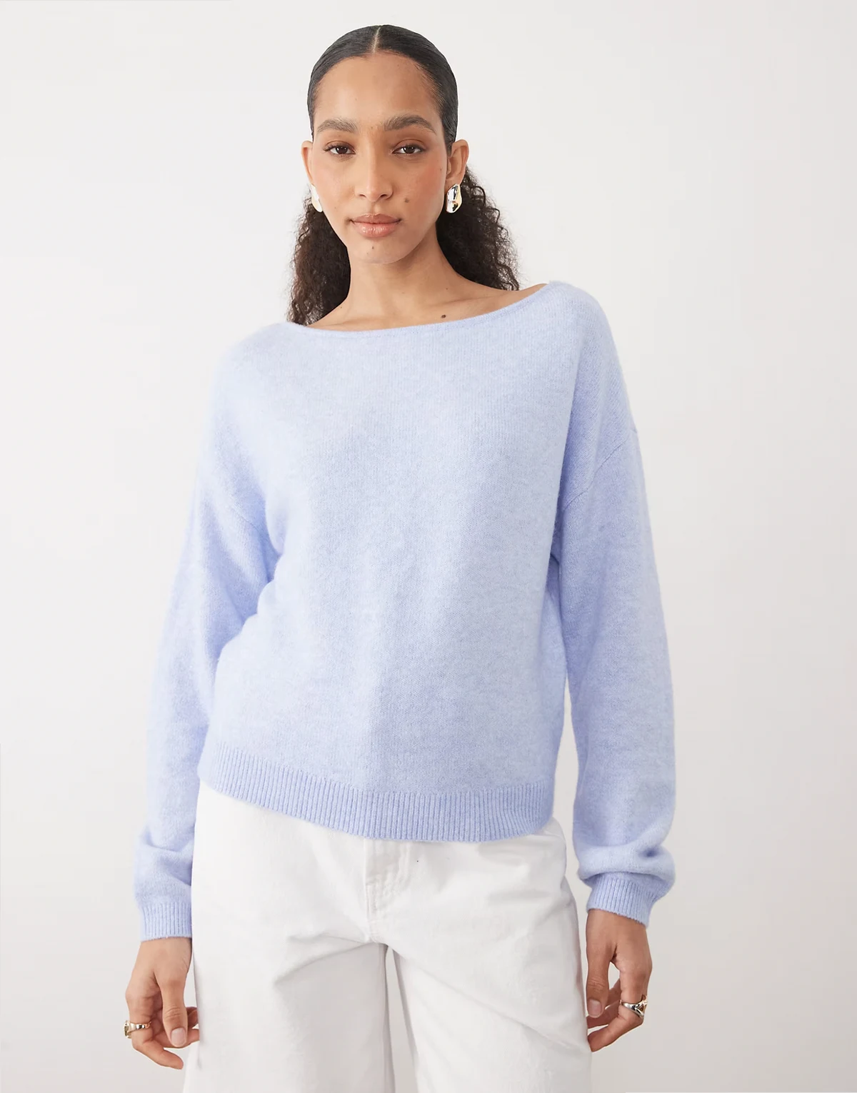 slack neck sweater in blue