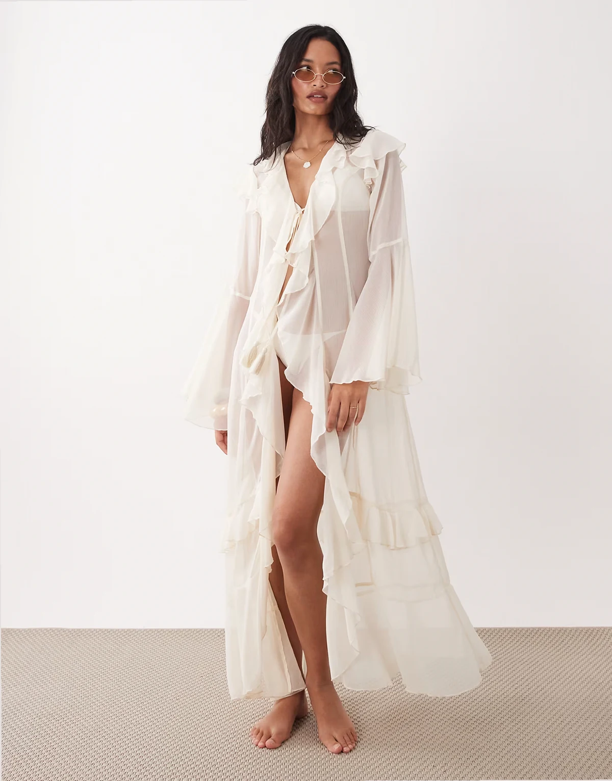 – Maxi-Strandkleid in Cremeweiß