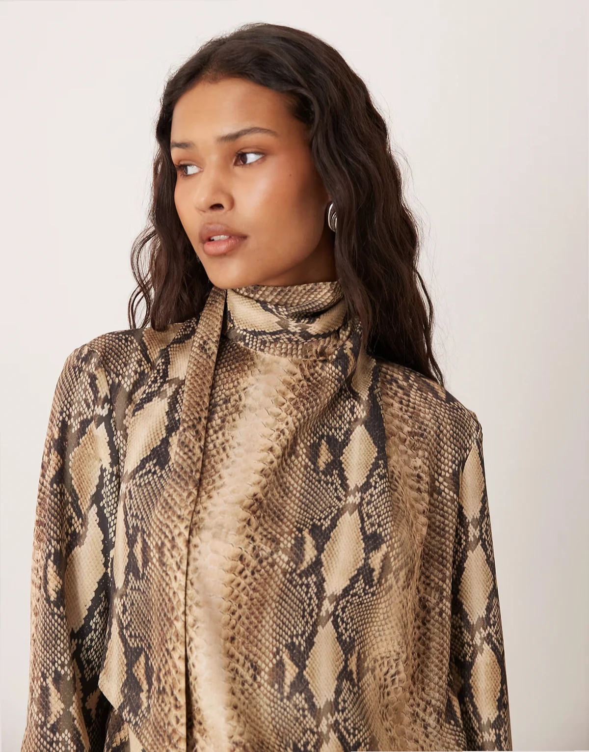 tie neck blouse in snake print