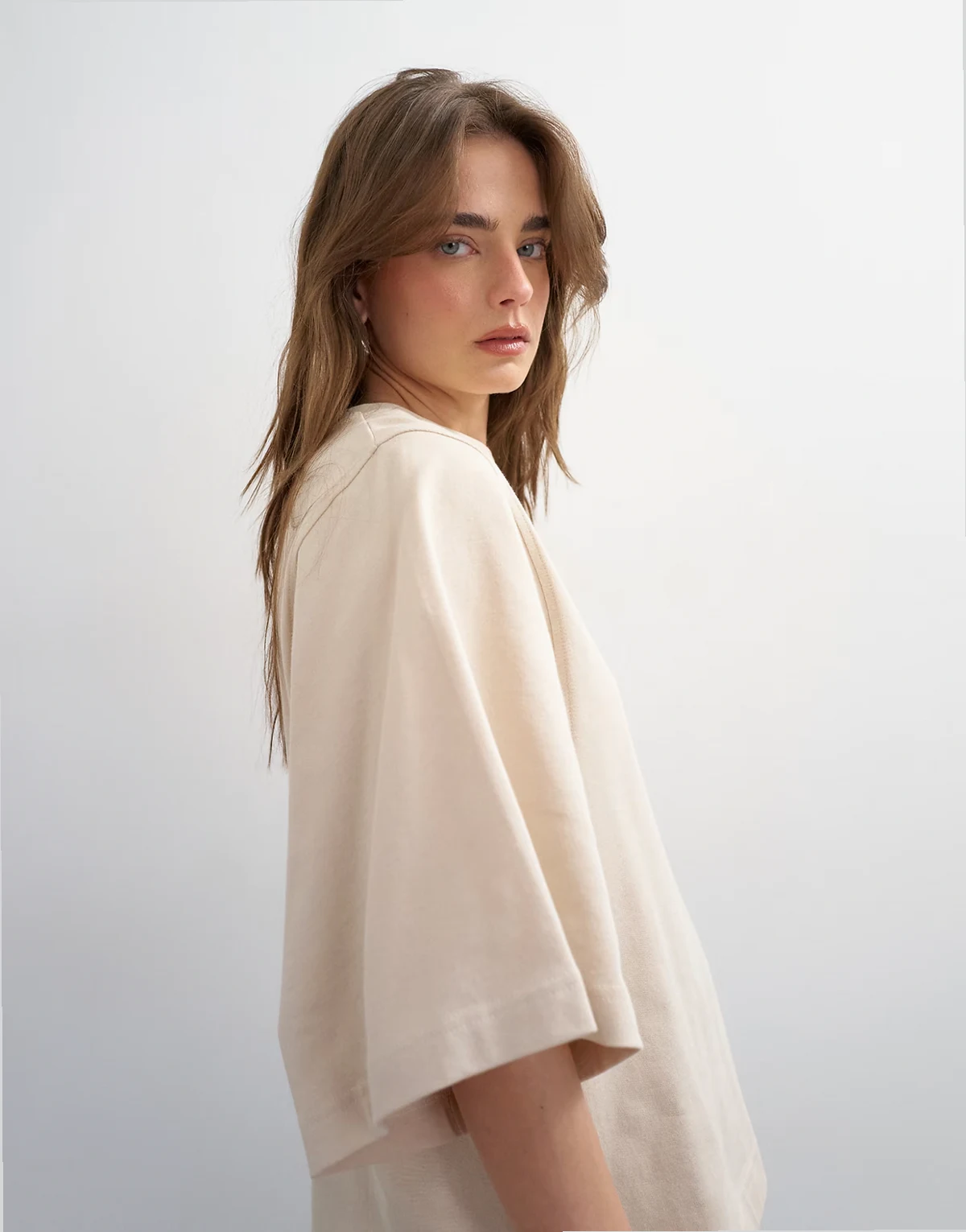 batwing T-shirt in stone