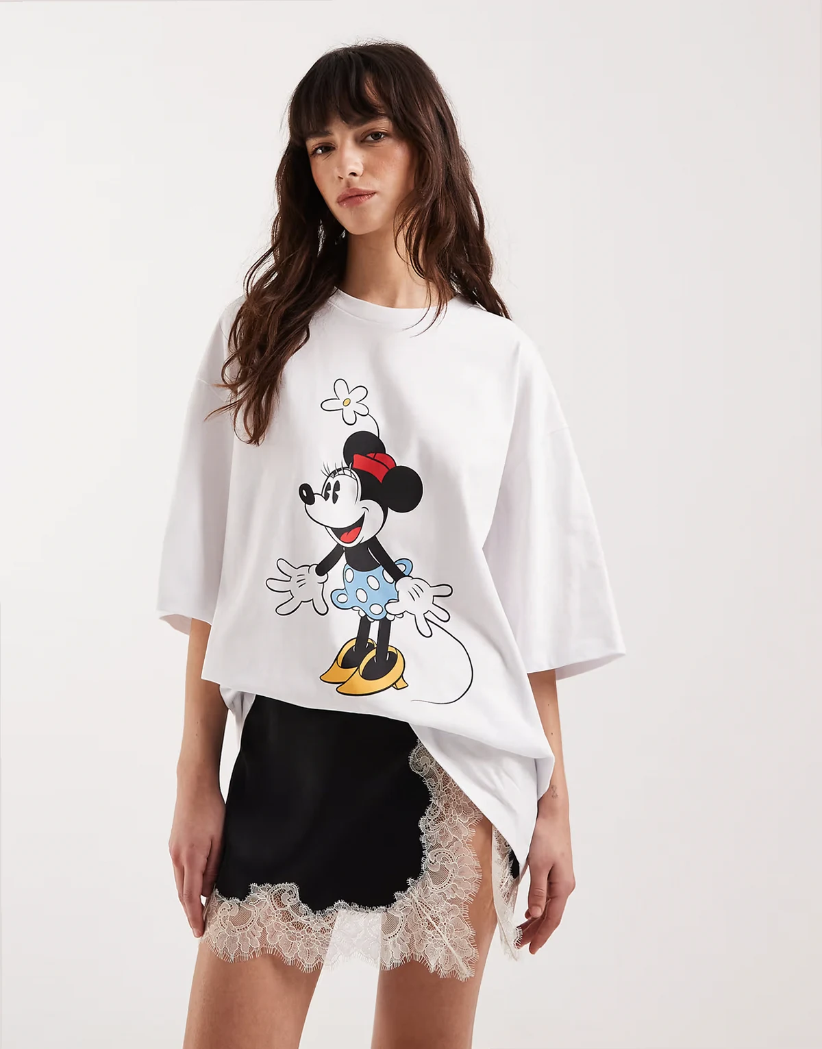 – Disney – Oversize-T-Shirt in Weiß mit Minnie Maus-Print