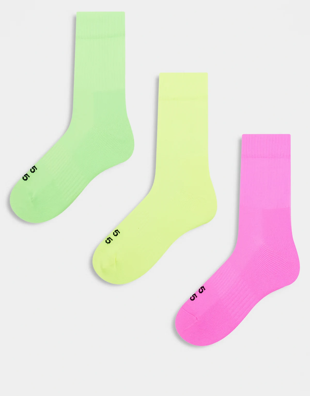 Icon running socks with arch support and antibacterial finish in neon pink, yellow, green