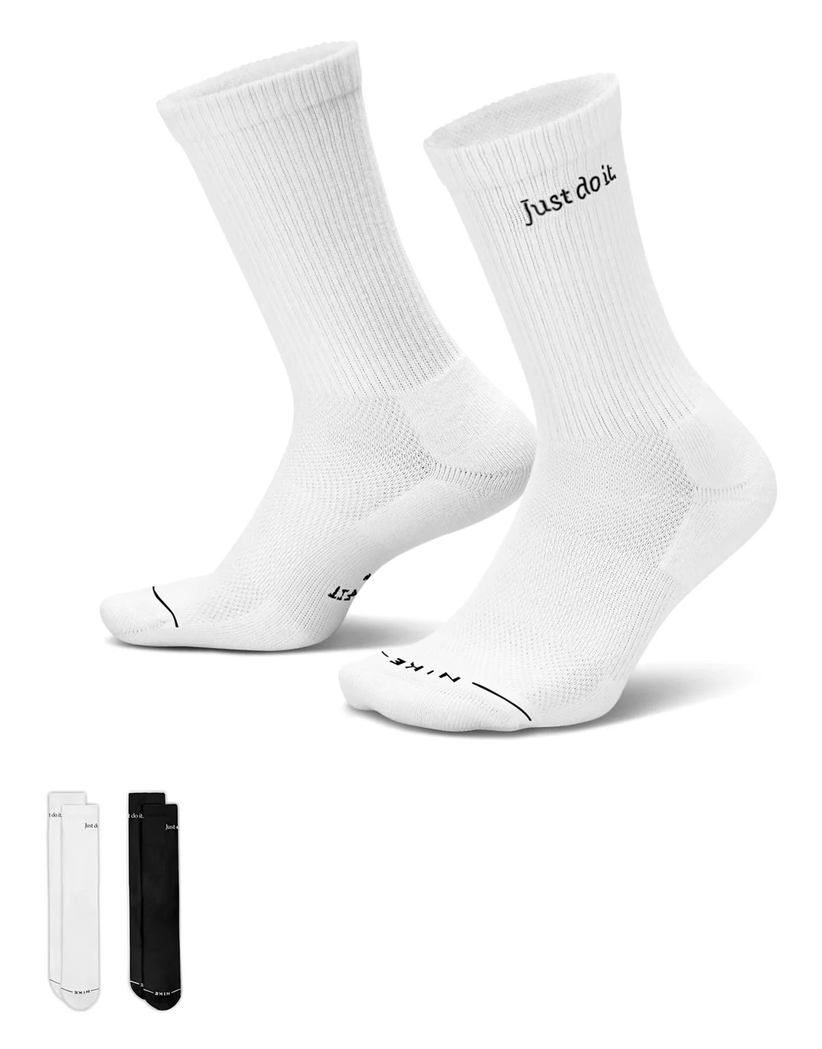 Everyday Just Do It 2 pack crew socks in black and white