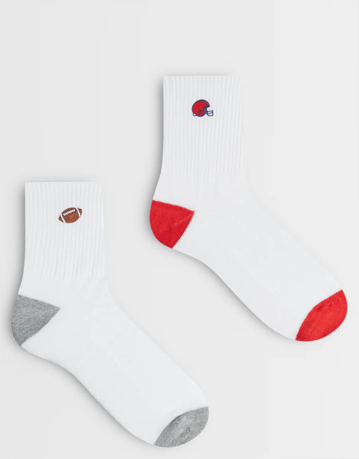 2 pack socks with football graphic in white