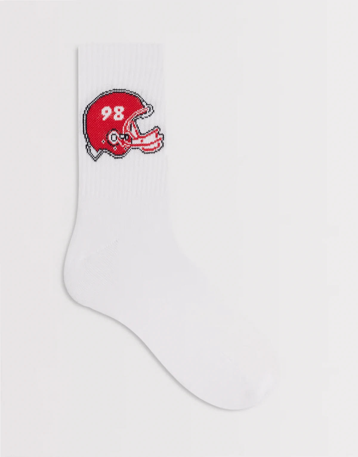 sock with football helmet graphic in white