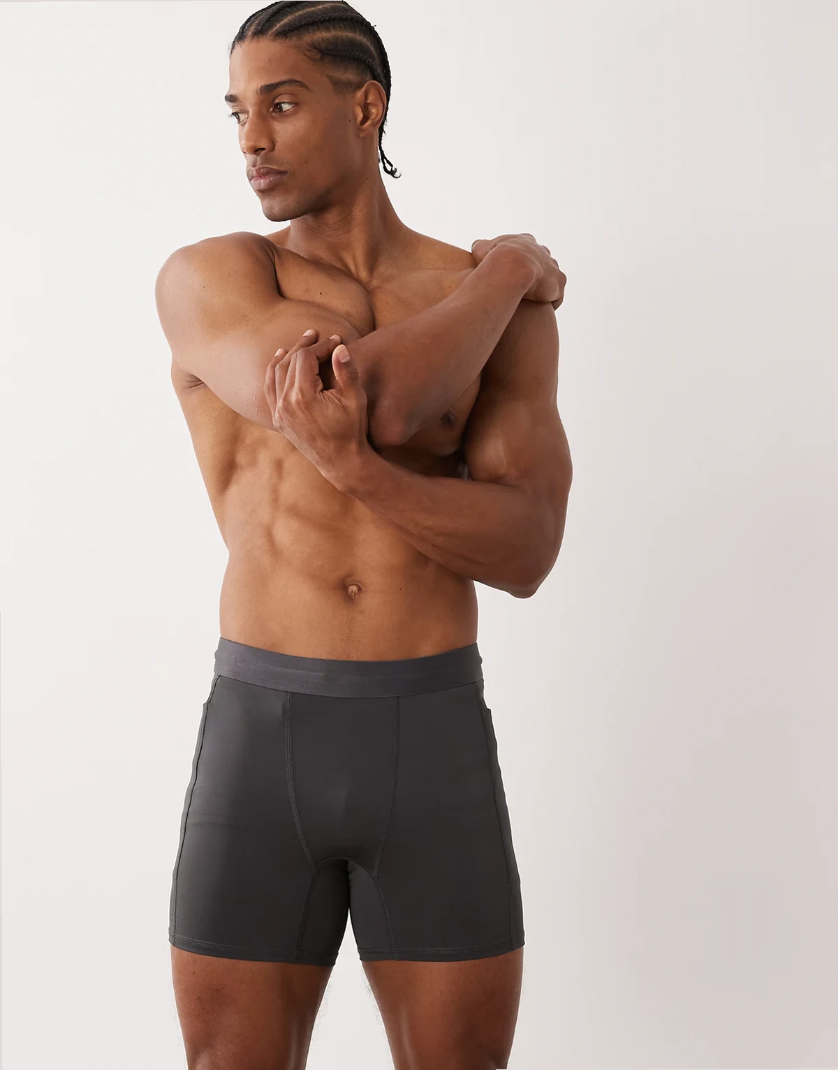 active 5" base layer training half tights with phone pocket in dark gray
