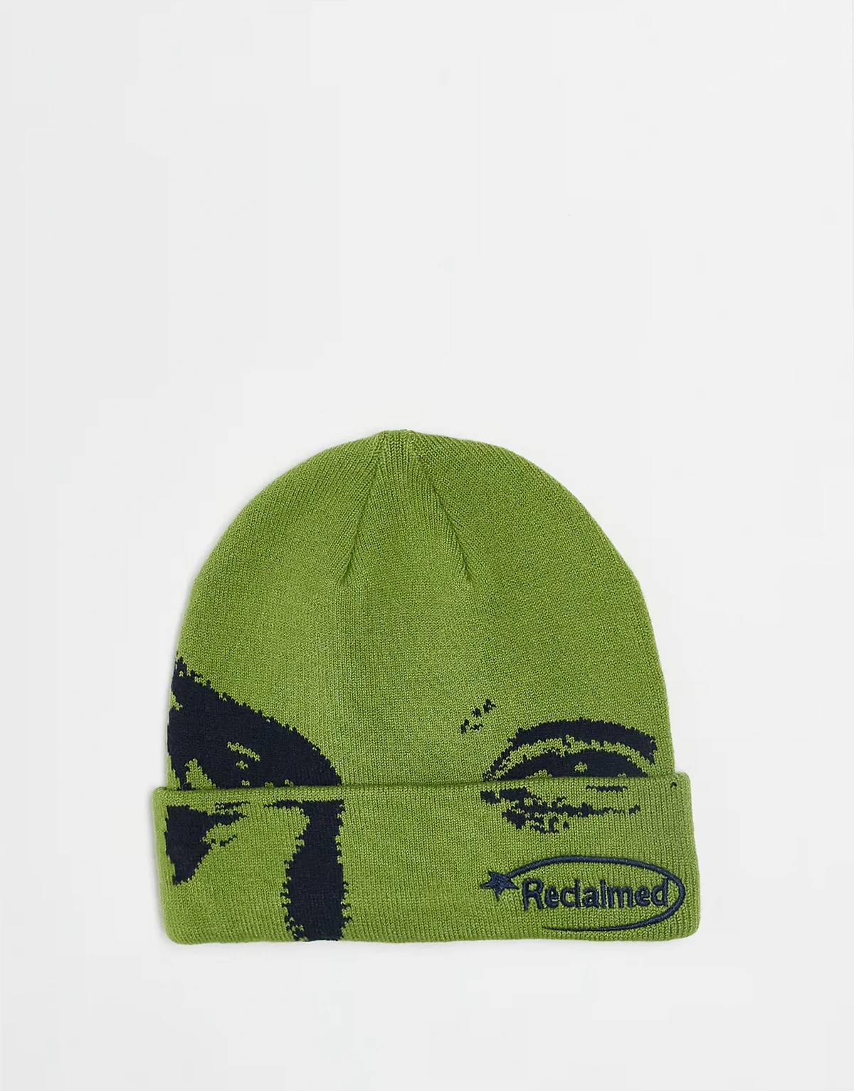unisex beanie with eye outline in green