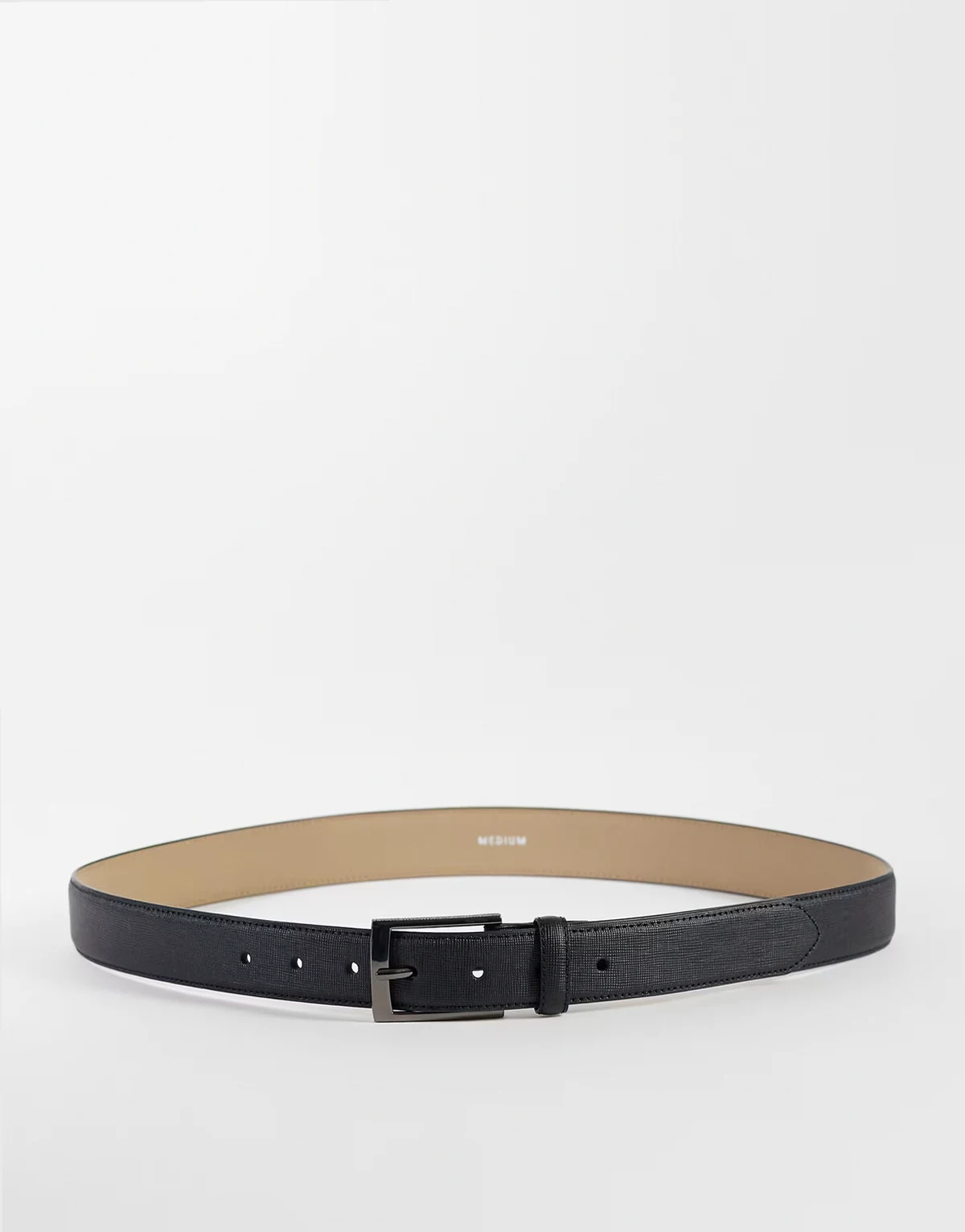 essential textured belt in black