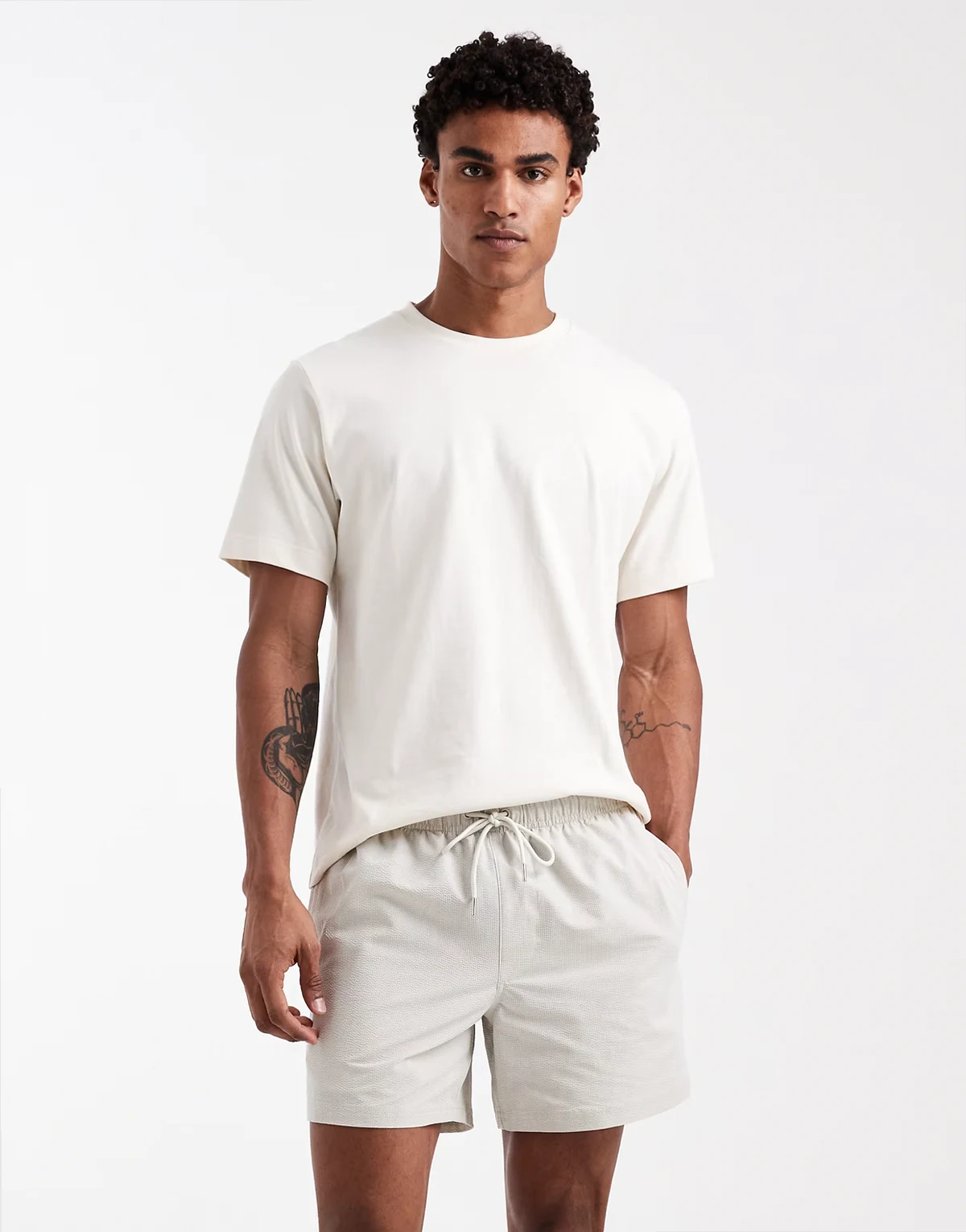 stretch swim shorts in stone
