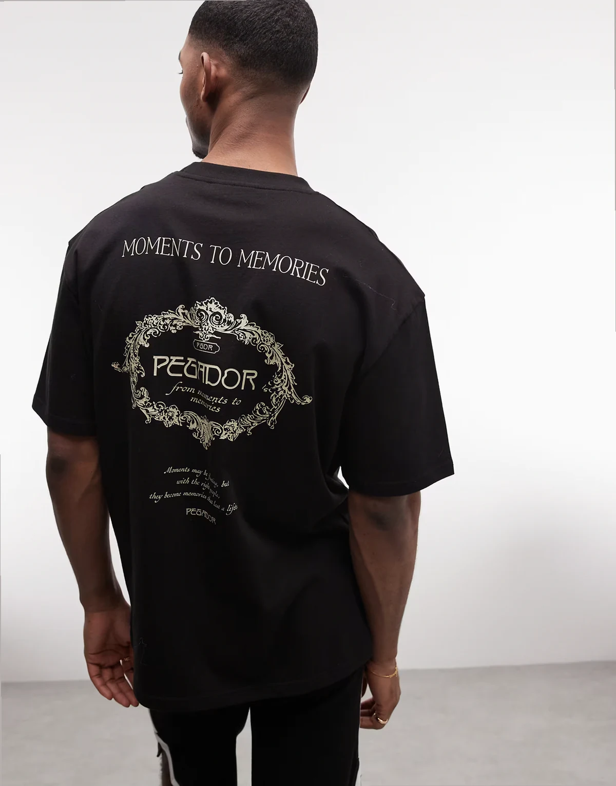 Reine oversized graphic t-shirt with back and chest print in washed black