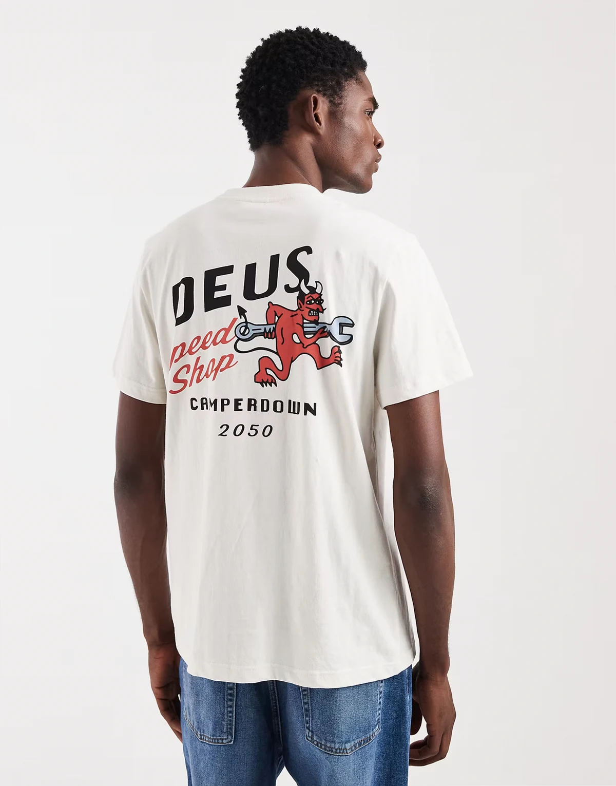 100% cotton t-shirt with logo back print in white