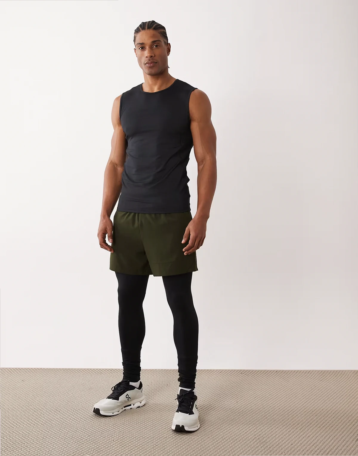 – Leichte, schnelltrocknende Baselayer-Sportleggings in Schwarz